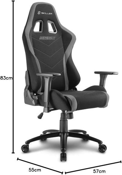 Sharkoon Skiller SGS2 Hochwertiger Gaming Stuhl mit Stoffbezug, Robuste Stahlrahmenkonstruktion, Fle