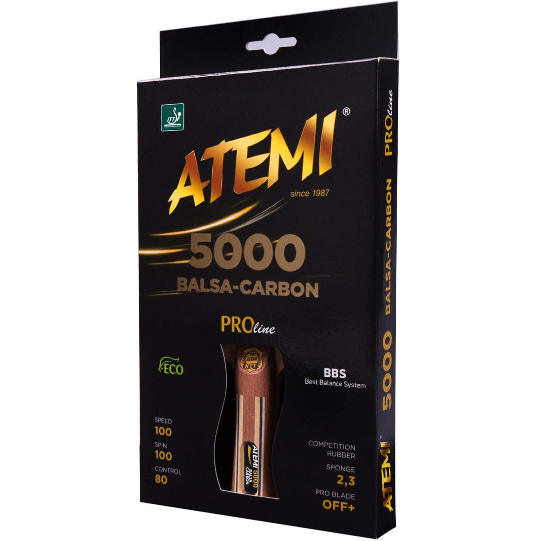 Atemi 5000 Tischtennisschläger | Carbon-Balsa-Holz | Profi-Schläger | Speed 100, Spin 100 &amp; Control