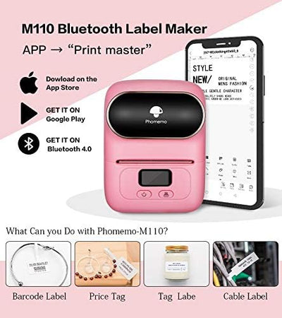 Phomemo M110 Etikettendrucker – Barcodedrucker Mini Bluetooth Etikettendrucker Thermo Etikettendruck