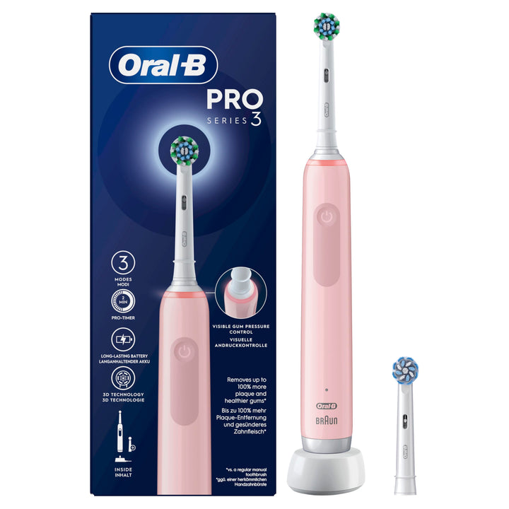 Oral-B Pro 3 3000 Cross Action, Batteriebetrieben, Pink New, New
