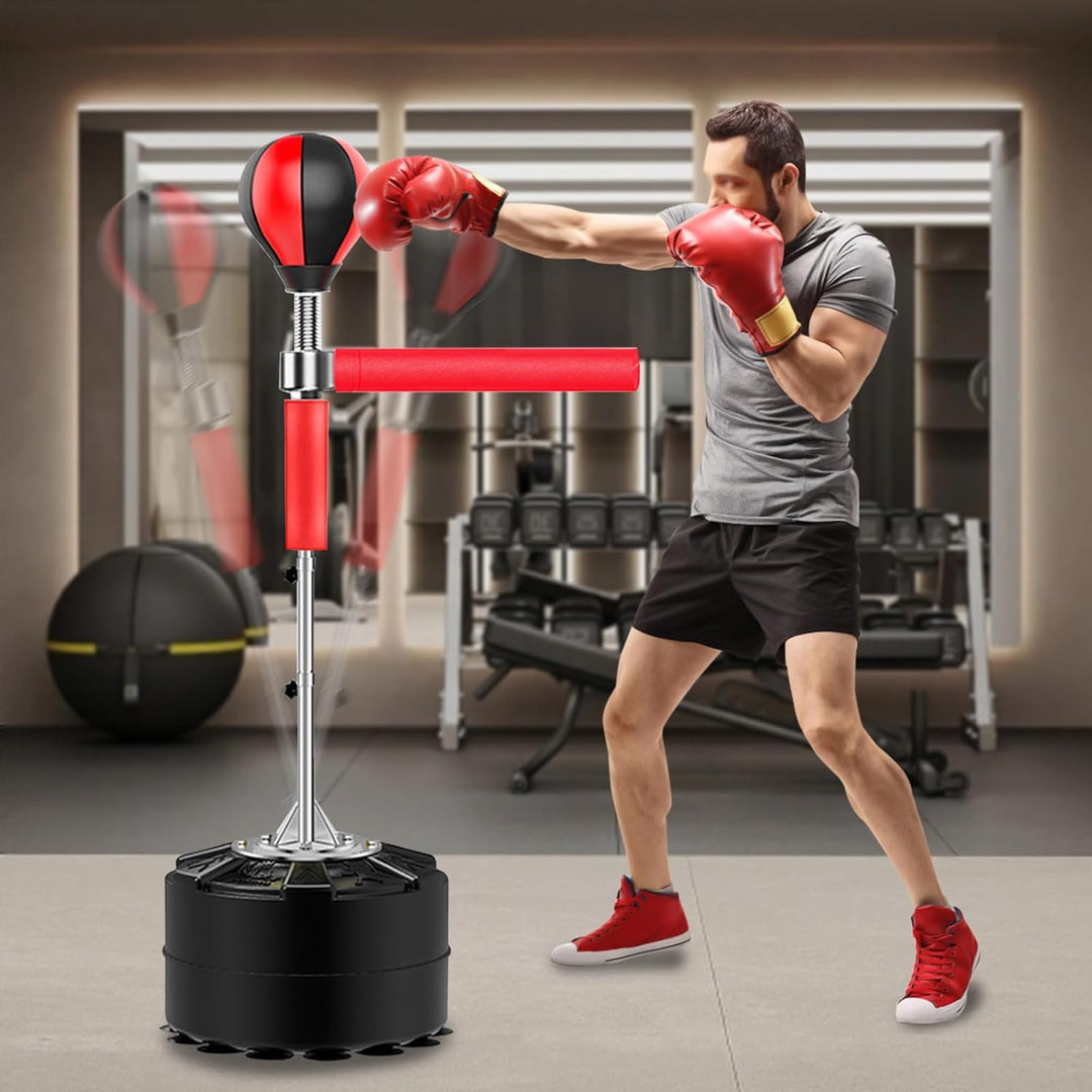 Standboxsack Erwachsene Boxstand Punchingball Höhenverstellbarer Standbox Boxbirne mit Ständer Train