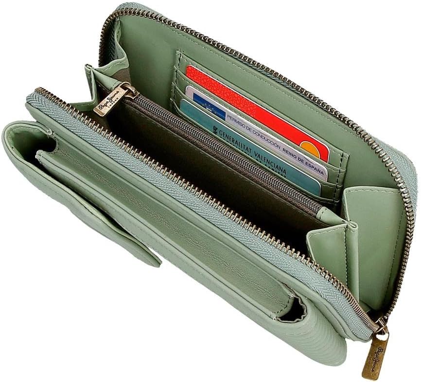 Pepe Jeans Aurora Umhängetasche Handyhalter Grün 11x17,x52,5 cm Kunstleder Grün Schultertasche, Grün