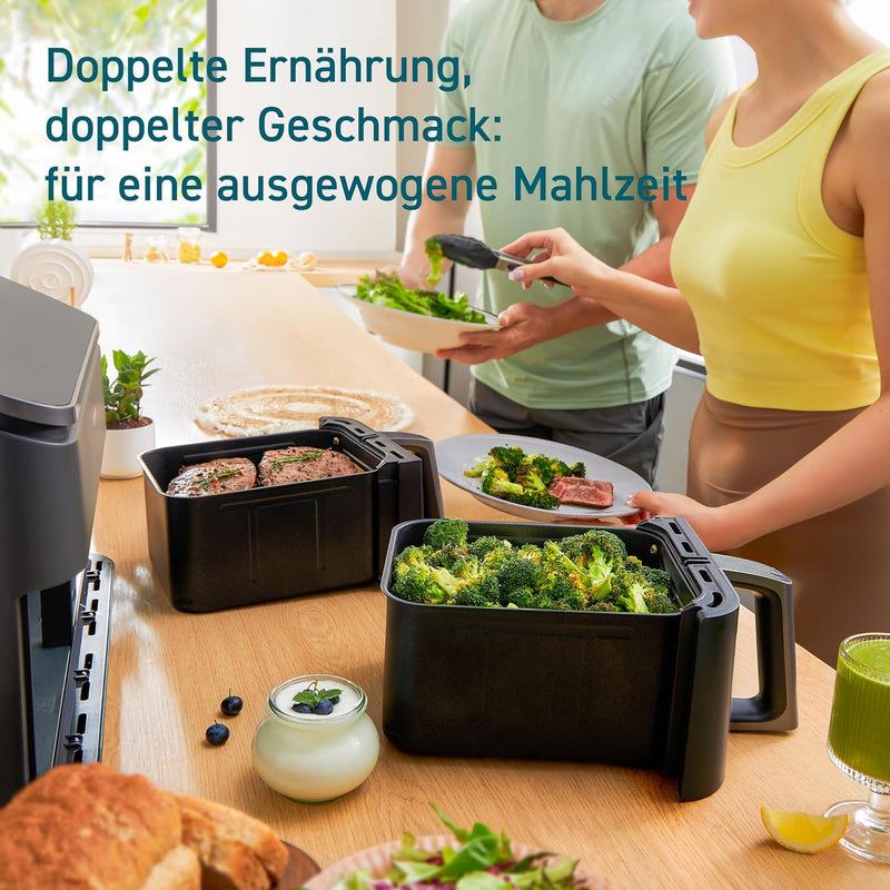 COSORI Heissluftfritteuse 2 Kammern Airfryer, 8-in-1 Dual Zone Air Fryer XXL 8,5 L, Heissluftfritteu