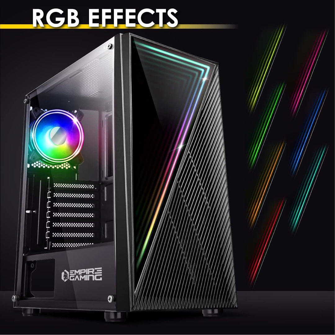 Empire Gaming – PC-Gehäuse Gamer Crystal – ARGB Mittelgrosser Tower ATX, Micro ATX und ITX – 3D-Spie