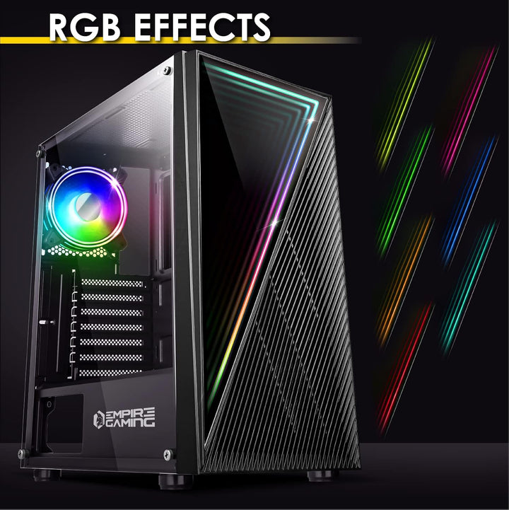 Empire Gaming – PC-Gehäuse Gamer Crystal – ARGB Mittelgrosser Tower ATX, Micro ATX und ITX – 3D-Spie