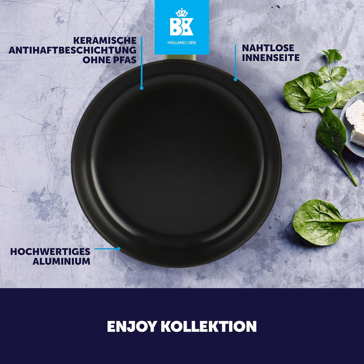BK Enjoy Keramik-Wokpfanne mit Deckel Ø 28 cm/4,2 l, PFAS-frei, Induktionsgeeignet, Ofenfest bis 160