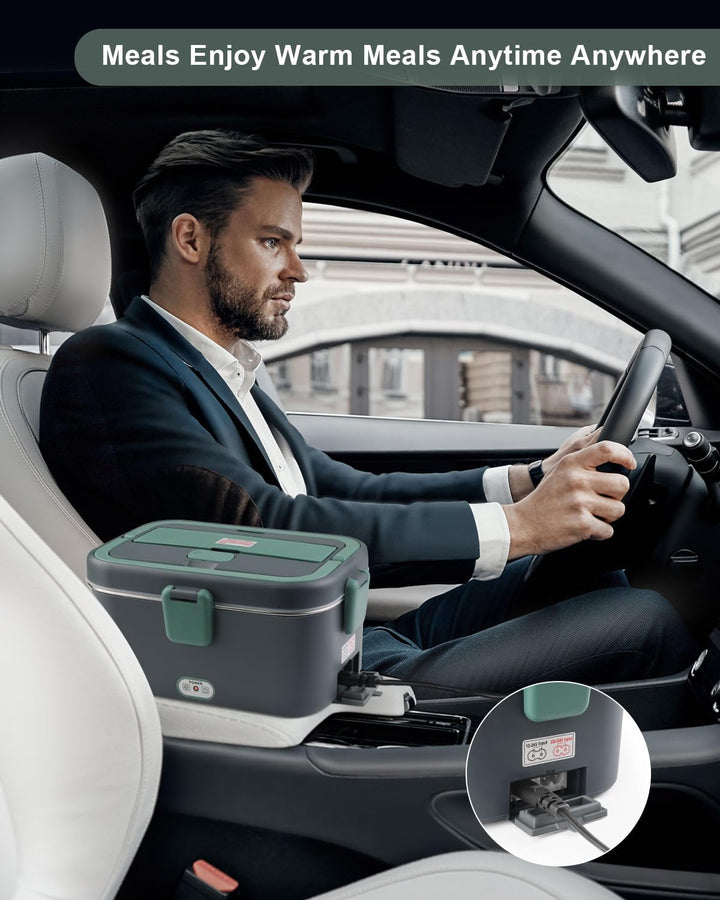 AUTOPkio Elektrische Lunchbox 1,8L 80W, 12V/24V/220V Grosser Beheizbare Speisenwärmer mit Tasche Ede