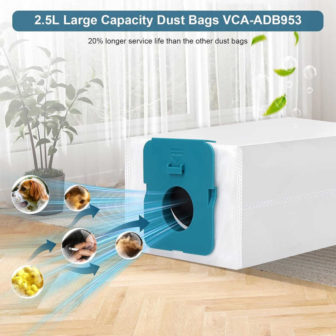 Sgizoku 6 Staubbeutel mit 2 HEPA-Filtern für Sam-sung Bespoke Jet VCA-ADB95,Beutel für Sam-sung besp