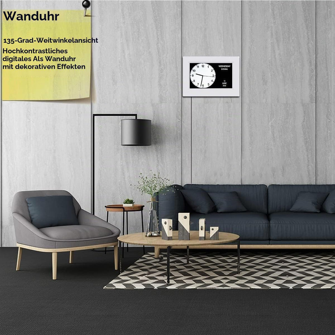 7 Zoll Wecker Digital mit Automatische Helligkeitsanpassung, Leiser LCD-Display-Wecker mit Luftfeuch