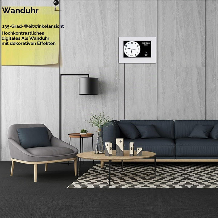 7 Zoll Wecker Digital mit Automatische Helligkeitsanpassung, Leiser LCD-Display-Wecker mit Luftfeuch