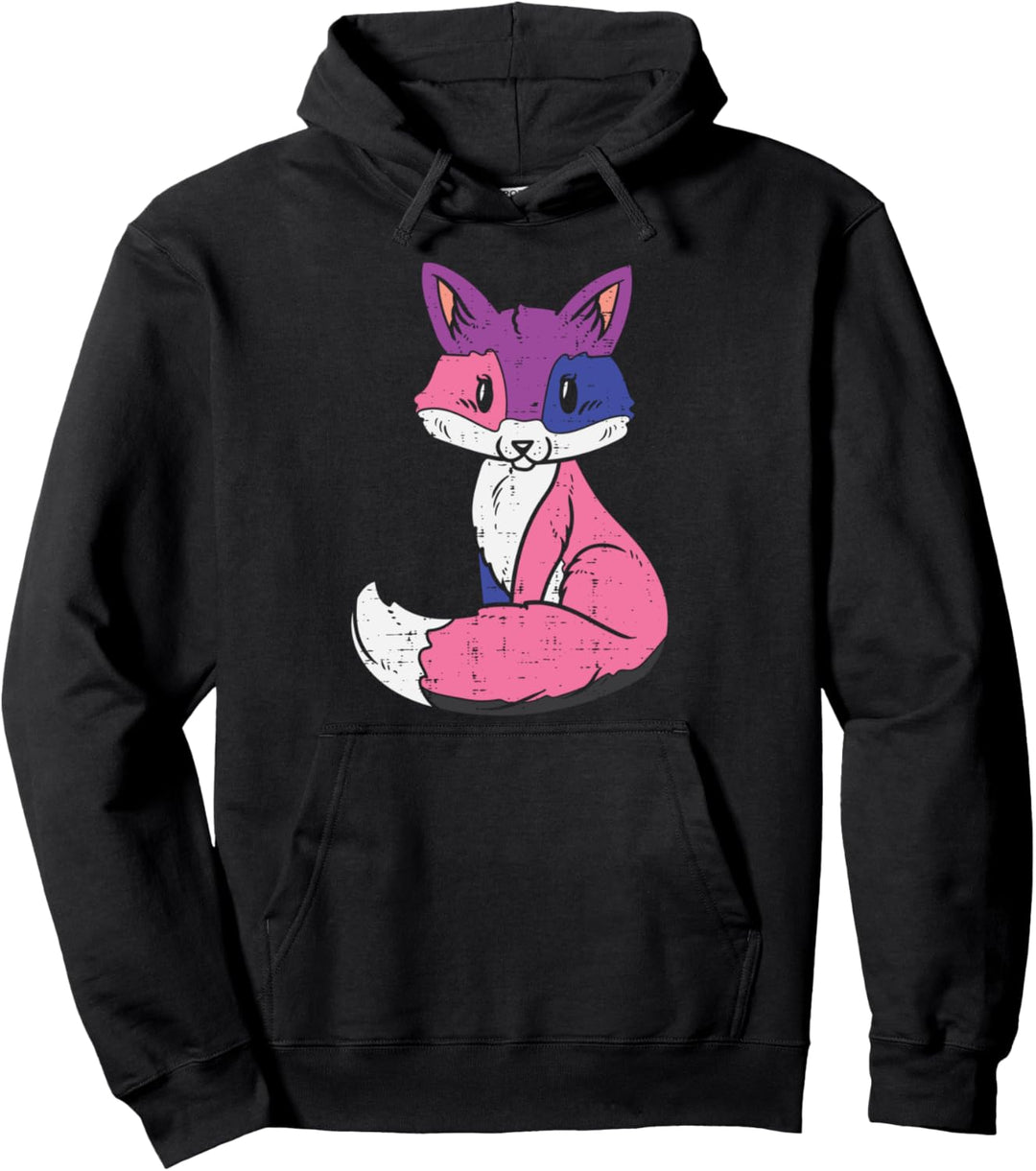 Fox Animal LGBTQ Genderfluid Flag Non-Binary Men Women Pullover Hoodie