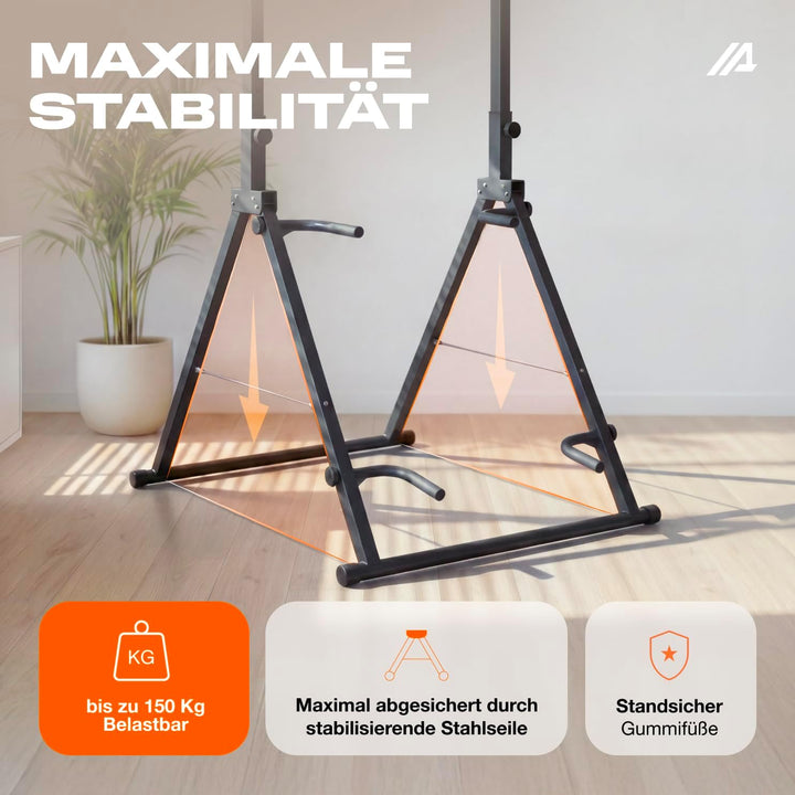 Parex Klappbarer Power Tower – 4-in-1 Klimmzugstange freistehend & Dip Station, Höhenverstellbare Kr