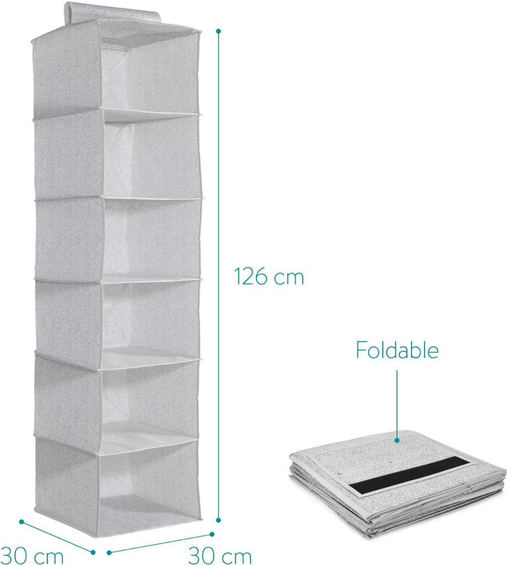 Navaris 2er Set Stoffregal Kleiderschrank Organizer - 2X 6 Fächer Hängeregal aus Stoff für Kleidersc