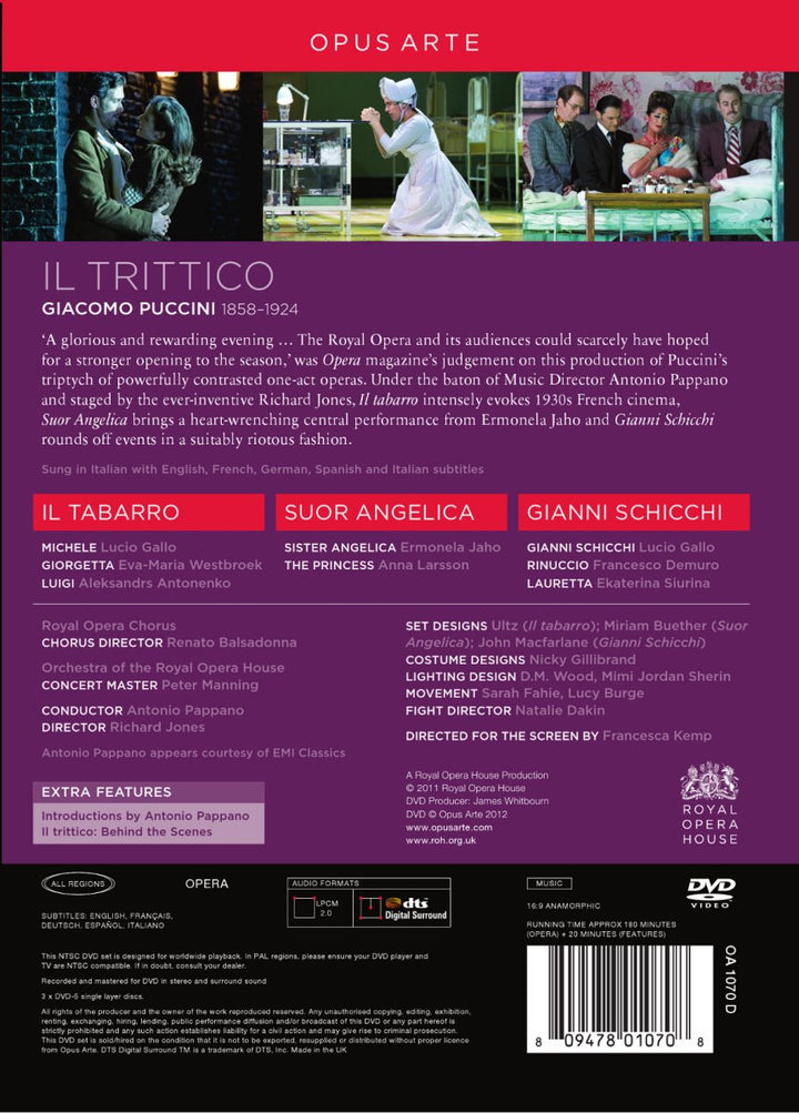 Puccini - Il Trittico - Il Tabarro, Suor Angelica, Gianni Schicchi, DVD