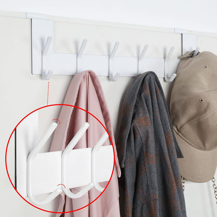 SKOLOO Türhaken Zum Einhängen mit 6 Haken, Metall Türgarderobe Türhaken Innenseite - 2 Stück Kleider