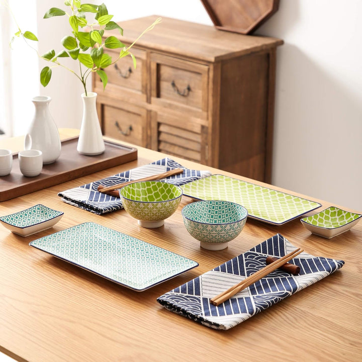 Sushi Set porzellan, vancasso MACARON japanische Ess Service, 8-teilig Geschirr-Set für 2 Personen B