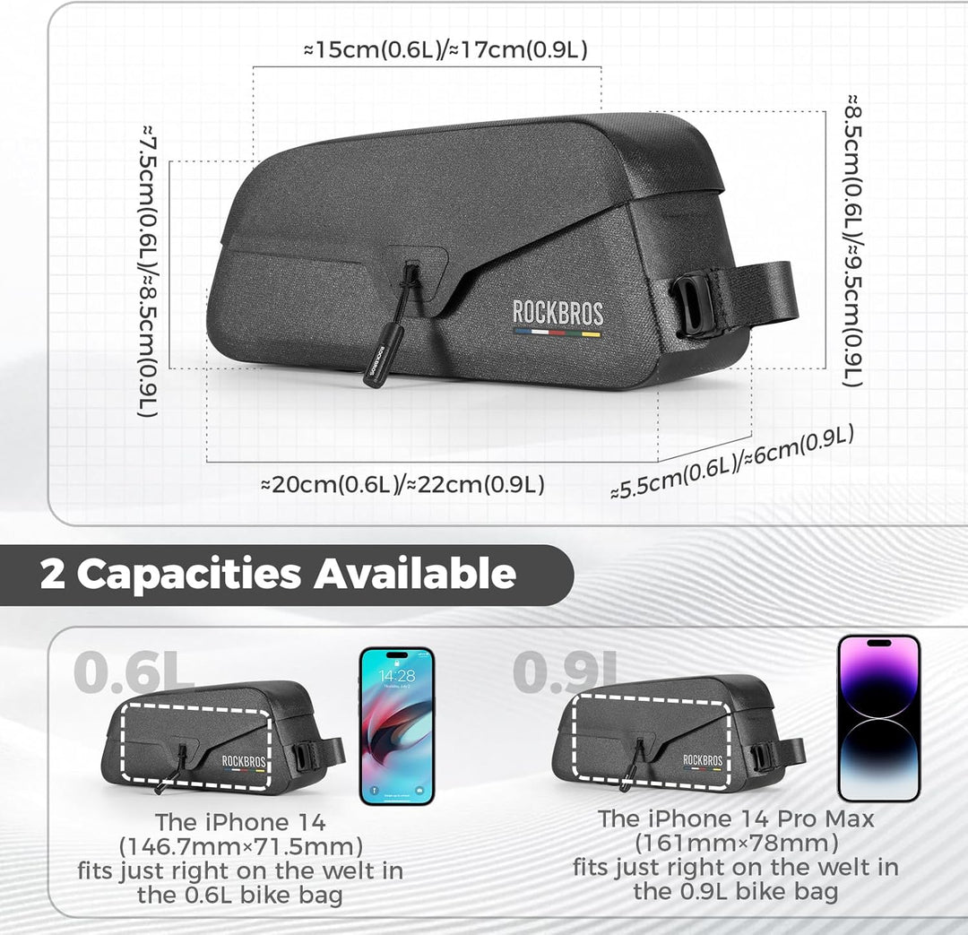 ROCKBROS Road to Sky Fahrrad Oberrohrtasche 100% Wasserdicht Magnetische Rahmentasche Fahrradtasche