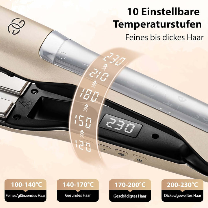 Glätteisen 2-in-1 Professionelles Haarglätter Lockenstab GOLDEN GOODS - Dampfglätter, Hair Straighte