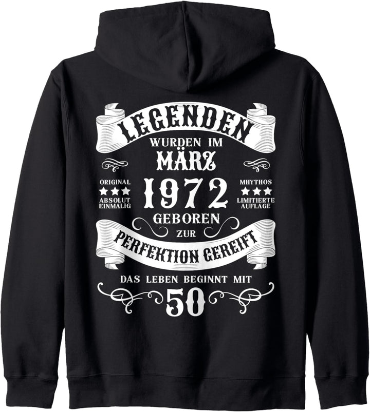 50. Geburtstag 50 Jahre Mann Frau März 1972 Kapuzenjacke