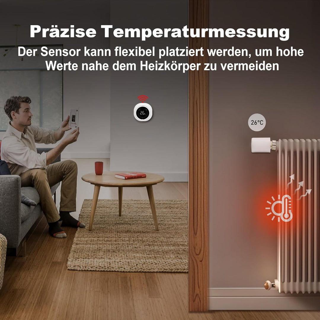 GEM Smart Heizkörperthermostat 2er-Pack, Zigbee TRV Erweiterung, Thermostatventil für Heizkörper, Tu