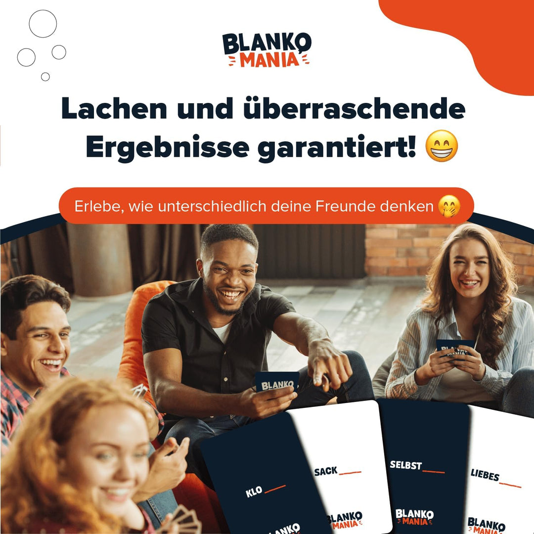 Blankomania – Wer Denkt wie du? | Das Lückentext-Partyspiel für 3-10 Erwachsene und Leute mit schwar