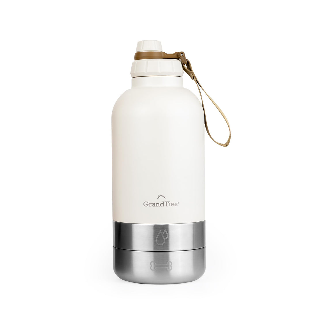 GrandTies Isolierte tragbare Hundewasserflasche mit 2 abnehmbaren Hundenapfspender, auslaufsicherer