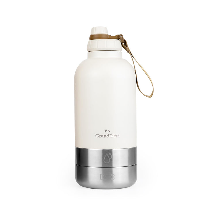 GrandTies Isolierte tragbare Hundewasserflasche mit 2 abnehmbaren Hundenapfspender, auslaufsicherer