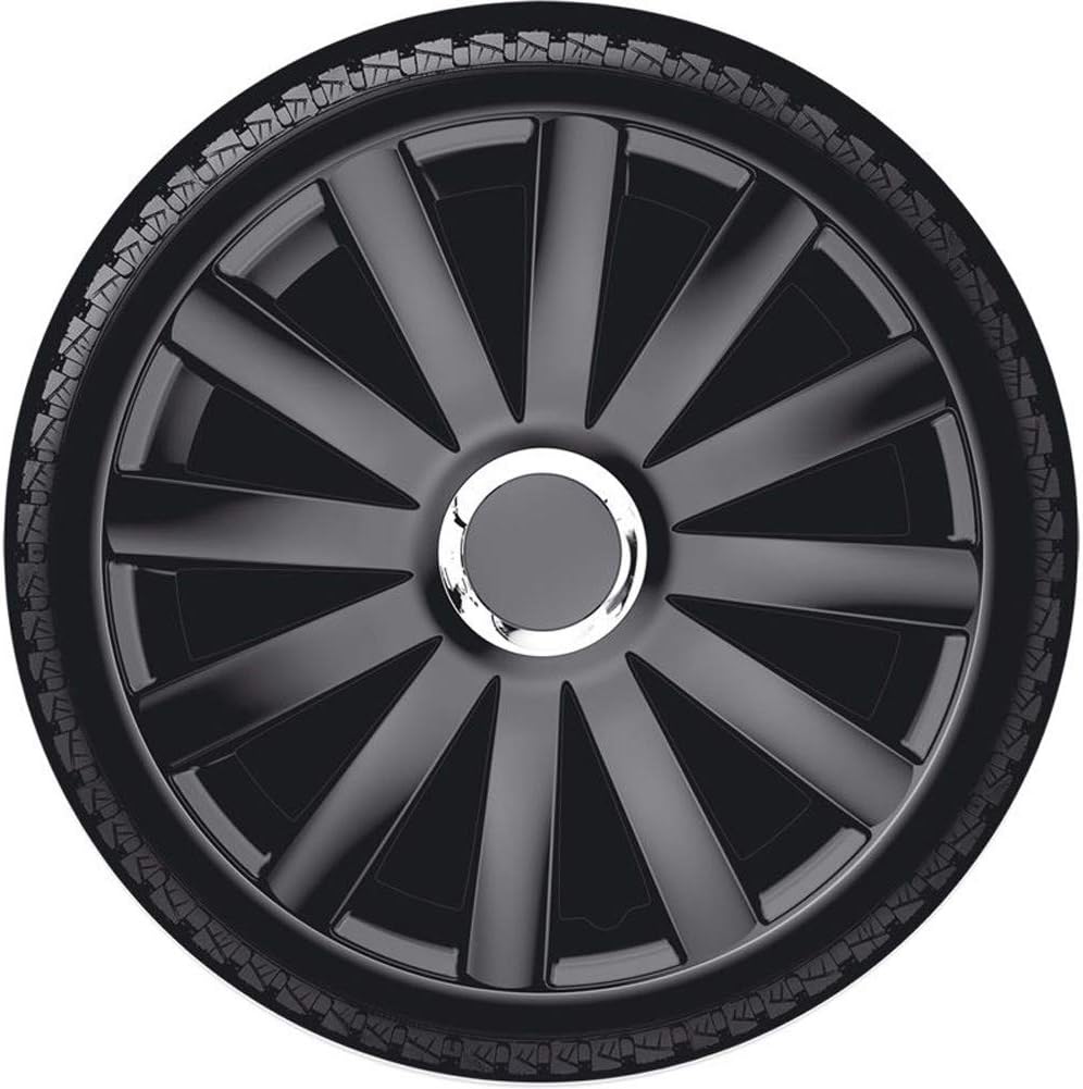 AUTO-STYLE Satz Radzierblenden Spyder 15-Zoll Schwarz + Chrom Ringe 15-inch Schwarz + Chrom Ringe, 1
