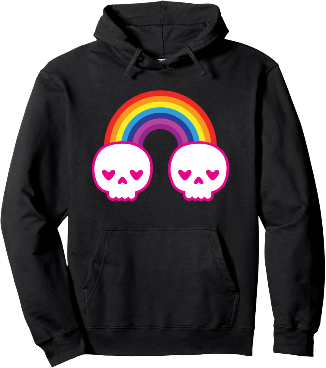 Pastel Goth Kawaii Punk Rainbow Skulls Pullover Hoodie