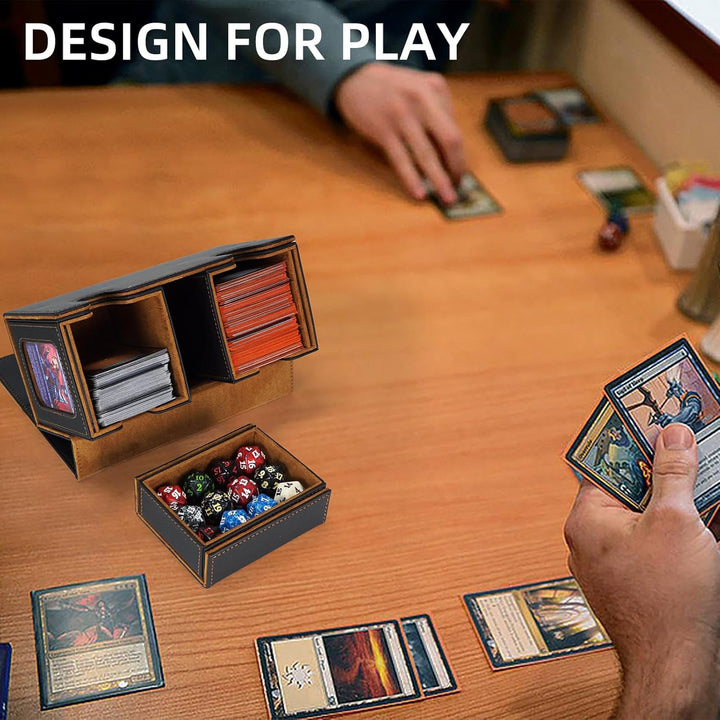 AFIING MTG Commander Kartenbox, 3-in-1 Karten-Aufbewahrungsbox für 200+ doppelt gesleevte Karten, Ma