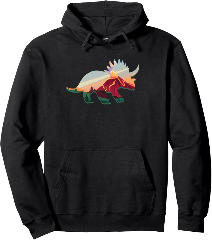 Dino Triceratops Silhouette | Junge Herren Damen Dinosaurier Pullover Hoodie