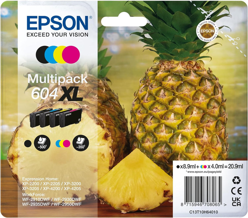 Epson Orginal 604XL Tinte Ananas Multipack 4-farbig 604XL, XP-2200 XP-2205 XP-3200 XP-4205 WF2910DWF