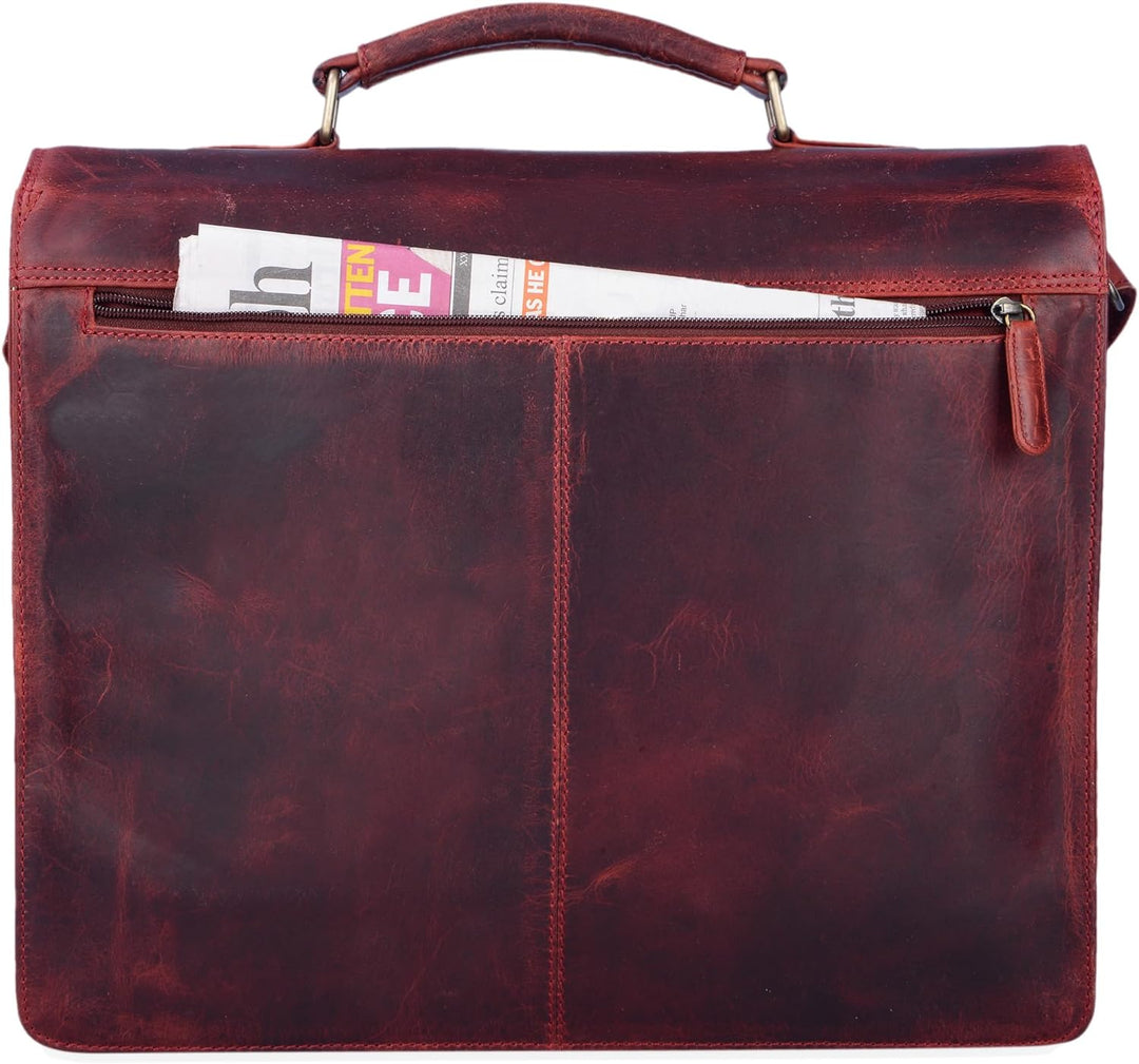 STILORD 'Tiberius' Retro Aktentasche Leder Businesstasche zum Umhängen DIN A4 Dokumententasche mit S