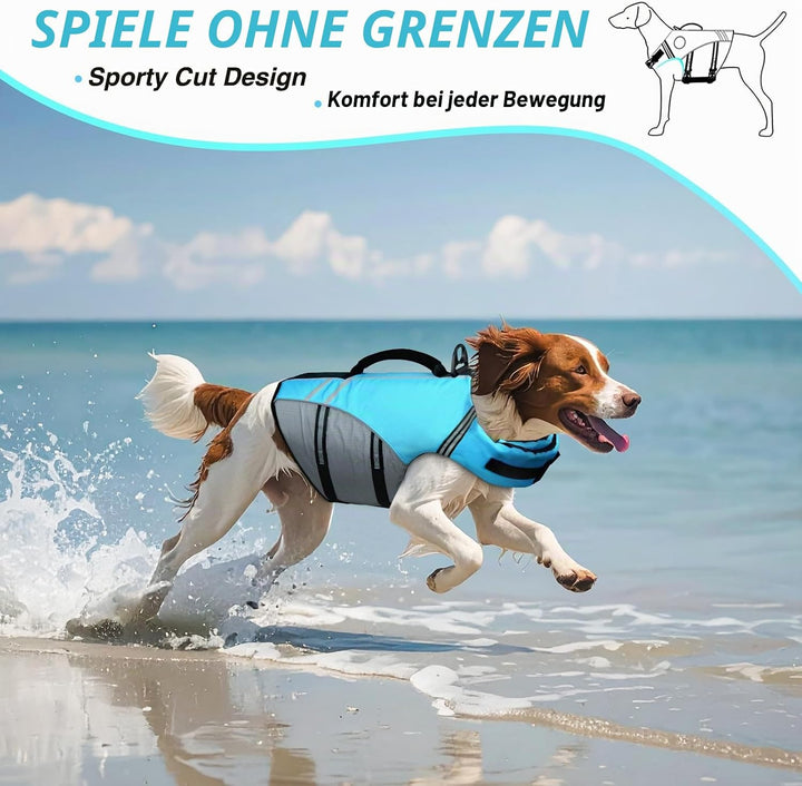 VIVAGLORY Sports Style Hundeschwimmweste, Rettungswesten Für Hunde Bootfahren, Auftrieb &amp; Schwimmhil