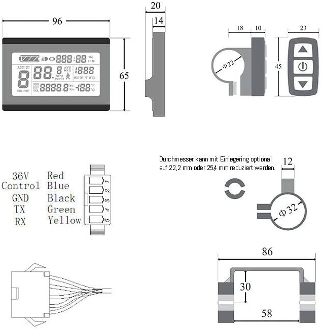 windmeile | Display KT-LCD3, Bordcomputer, Tachoanzeige, LCD-Display, Beleuchtet, E-Bike, Elektro Fa