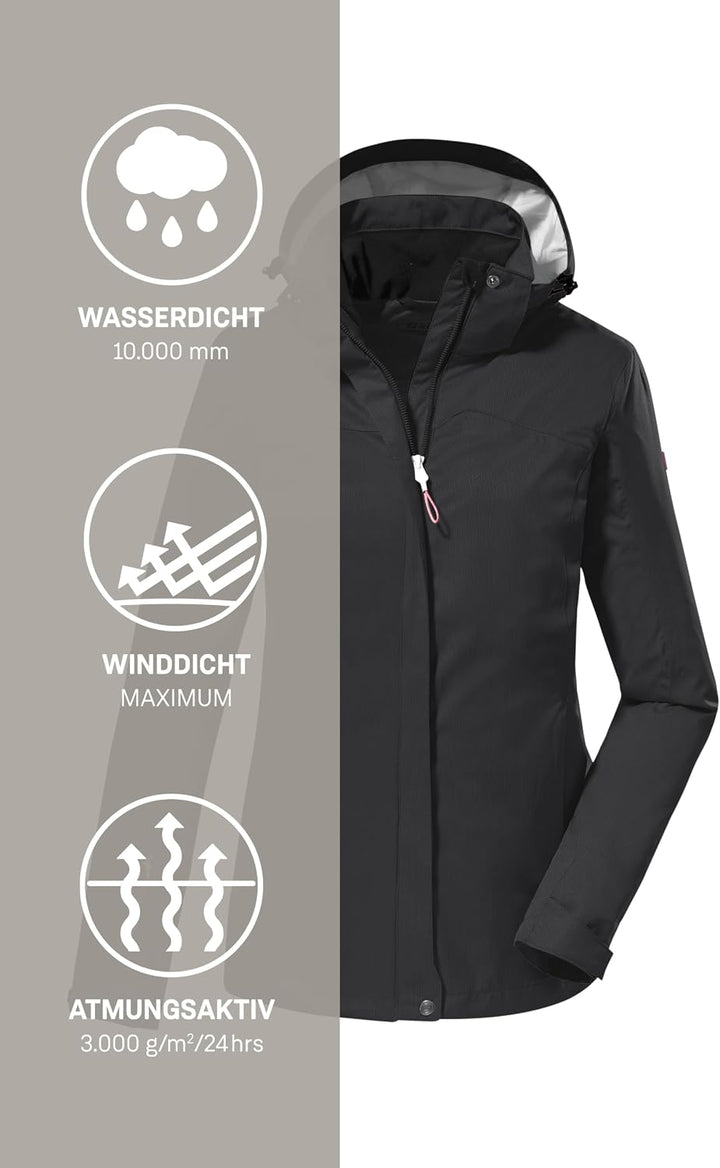 Killtec Damen Kos 133 Wmn Jckt Funktionsjacke/Outdoorjacke mit abzippbarer Kapuze (1er Pack) 50 Schw