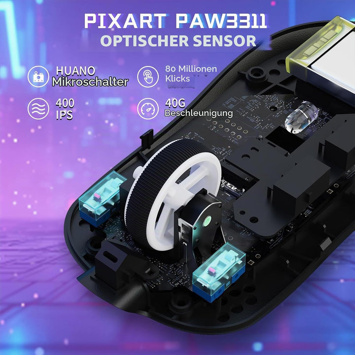 MAMBASNAKE X Attack Shark X8SE 55g ultraleichte kabellose Gaming-Maus mit Band–25000 DPI,PAW3311 Sen