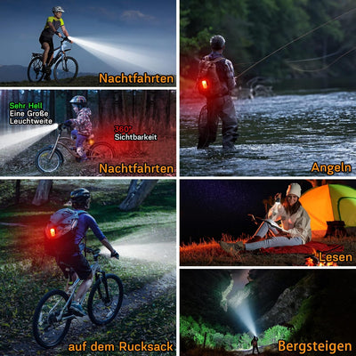 Gindoly LED Fahrradlicht Set, 100 LUX Fahrradlicht,2000mAH USB Aufladbar Fahrrad Licht, IPX4 Wasserd