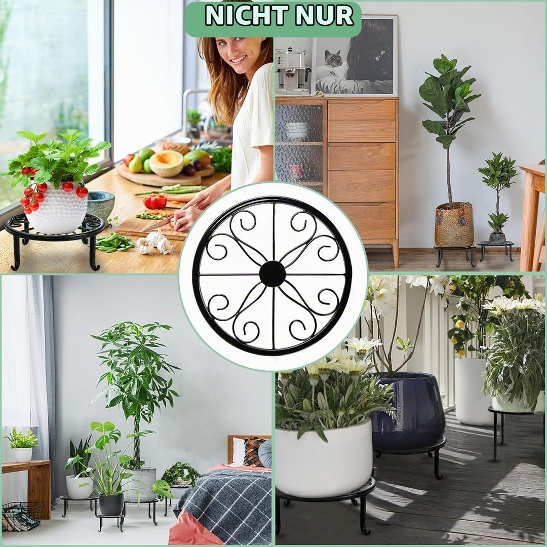 LATERN4 Stück Pflanzenständer aus Metall, 23CM Robuster Blumentopf Ständer Pflanzgefässhalter Pflanz