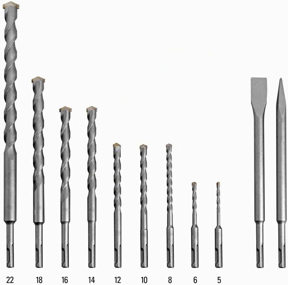 TROTEC SDS-plus Bohrer- und Meissel-Set passend für Bohrhammer (11-teilig)