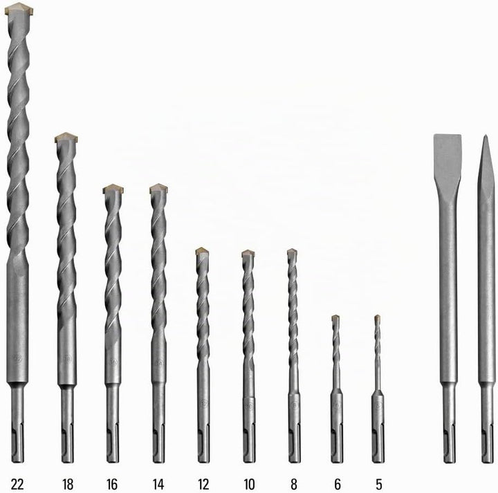 TROTEC SDS-plus Bohrer- und Meissel-Set passend für Bohrhammer (11-teilig)