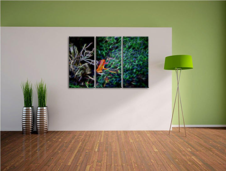 Dark hochgiftiger kleiner Frosch NewArt 3-Teiler Leinwandbild 120x80 Bild auf Leinwand, XXL riesige