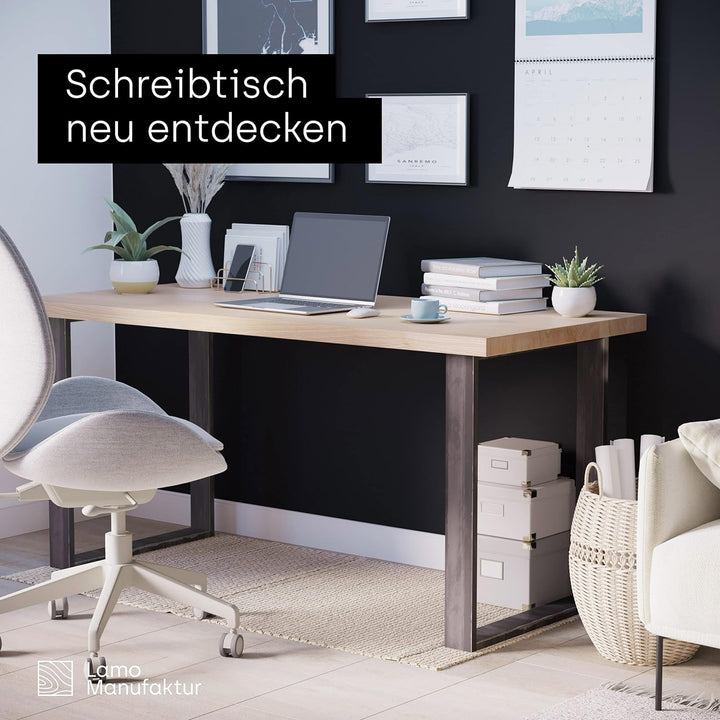 LAMO Manufaktur Tischbeine für Schreibtisch Esstisch, Simple Light, Vierkantprofil 60x20 mm, Tischge