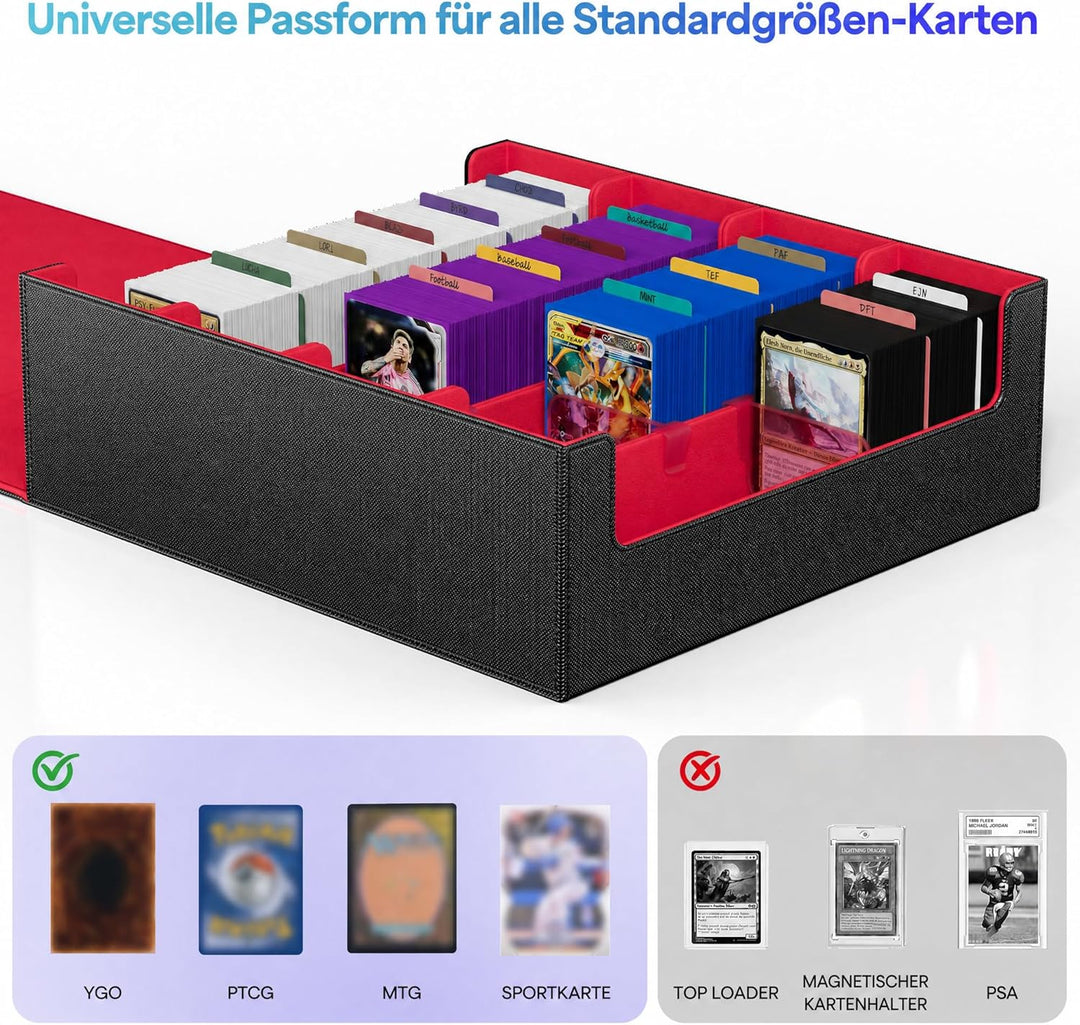 Kartenaufbewahrungsbox für Trading Cards, 2400+ MTG Commander Deck Box mit 24pcs bunten Teilern, Kar