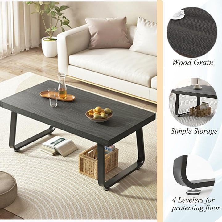 HSH Couchtisch Wohnzimmertisch aus Holz Metallgestell Kaffeetisch Sofatisch Teetisch Beistelltisch f