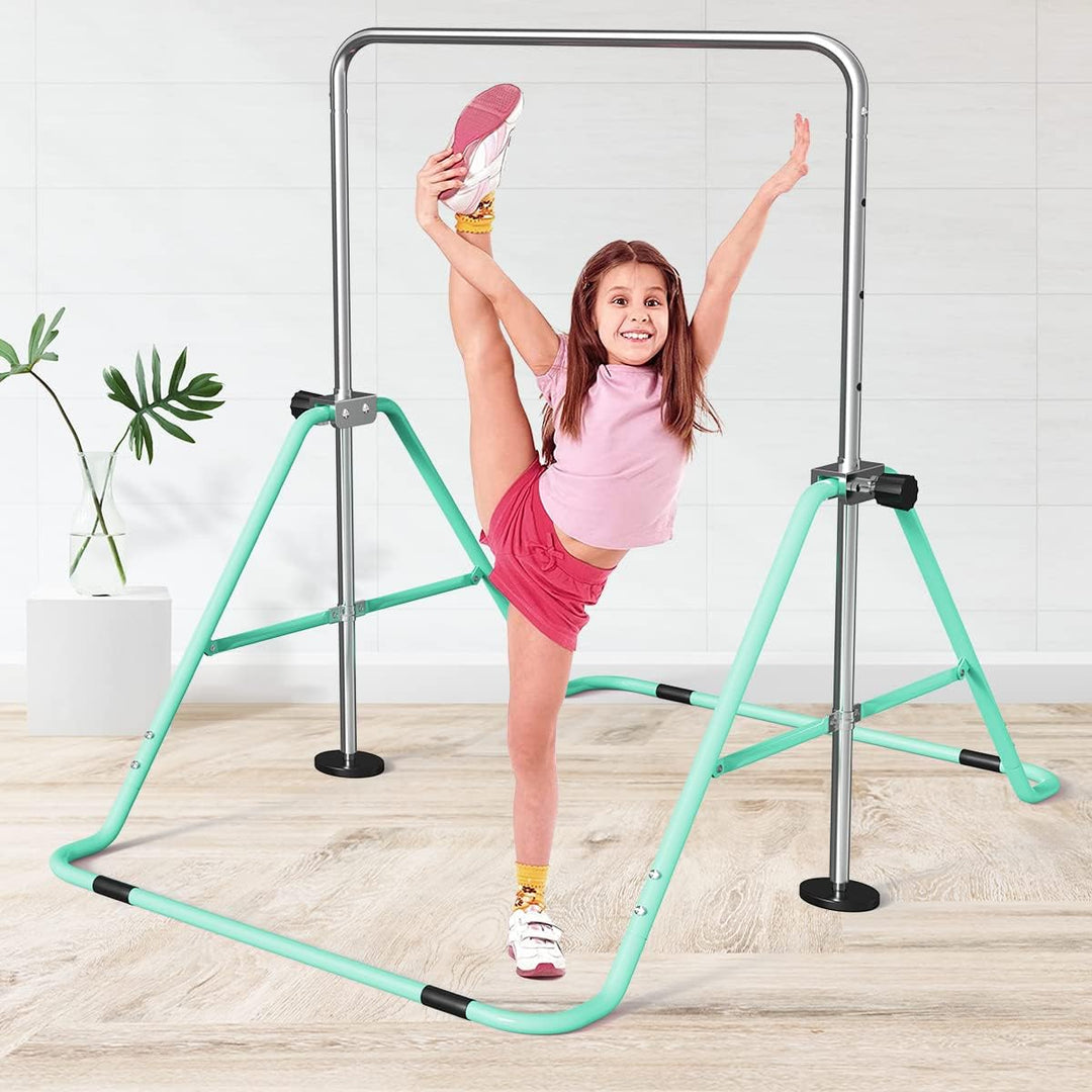 Gymnastikstange Kinder Reckstange Indoor Outdoor Faltbar Höhenverstellbar Grün, Grün
