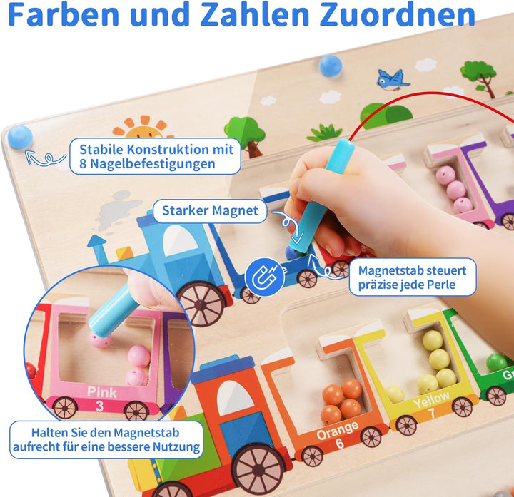Montessori Spielzeug Magnetspiel Labyrinth ab 2 3 4 5 Jahre, Holzspielzeug Kinderspielzeug Lernspiel