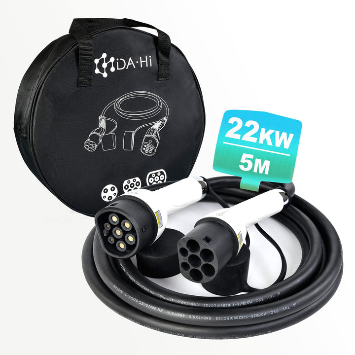 EV Ladekabel Typ 2 22KW 5m 32A 3 phasig für Elektroauto und PHEV kompatibel mit ZOE Model 3/S/X/Y e-