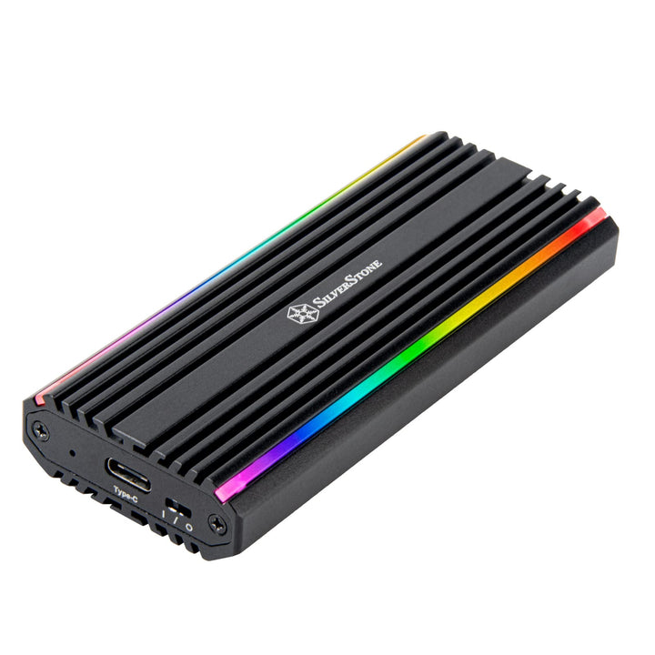 SilverStone Technology SST-MS13 - USB-C-3.2-Gen2-10-Gbps-NVMe- / SATA-M.2-SSD-RGB-Gehäuse, 71175, Sc