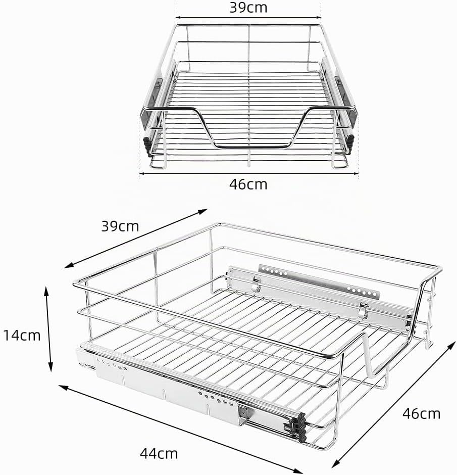 2 x Teleskopschublade Teleskop Schublade 50cm für die Küchenunterschränke, 2 Einbauschublade mit Sch